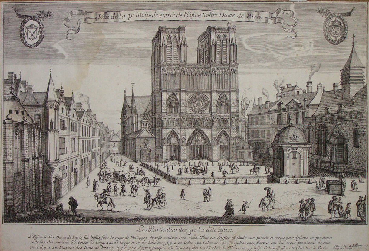 Print - Veue de la principale entree de l'Eglise Nostre Dame de Paris. - Jollain